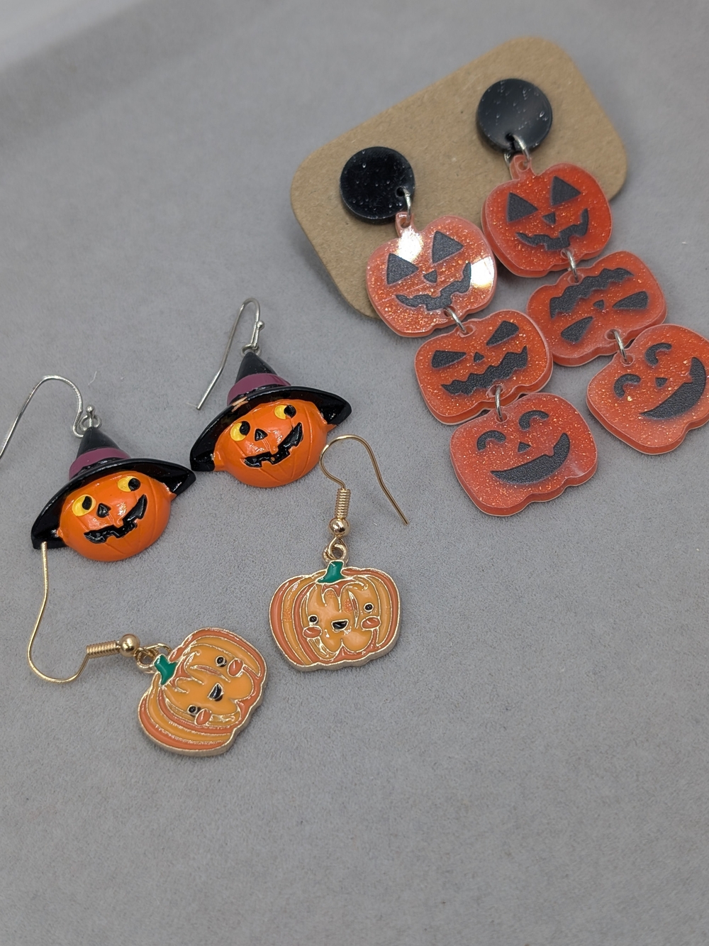 3 Pair Nwt Halloween Pumpkin Witch Statement Earrings Bundle 1303